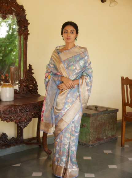 Purple Handloom Zari Kota Saree