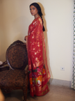 Red  Handloom Pure Zari Kota  Saree