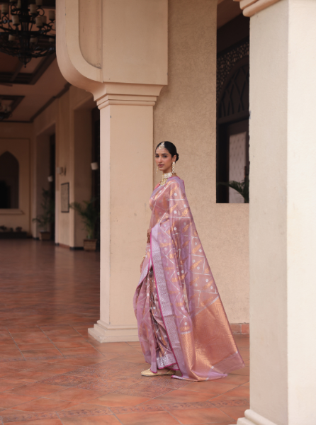 Purple Zari Kota Handloom Saree
