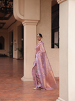 Purple Zari Kota Handloom Saree