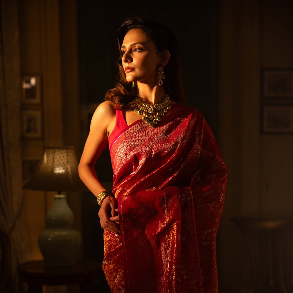 Red Pure Real Zari Kota Handloom saree