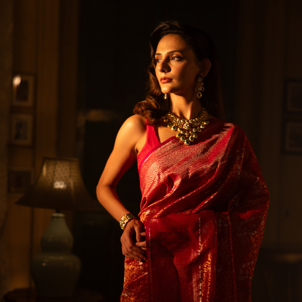 Red Pure Real Zari Kota Handloom saree