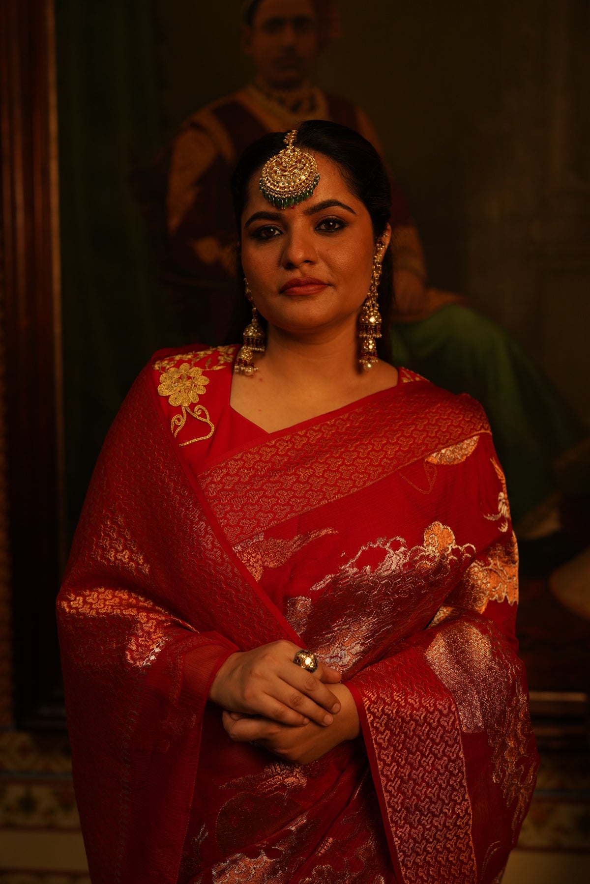 Red Phoenix cloud saree