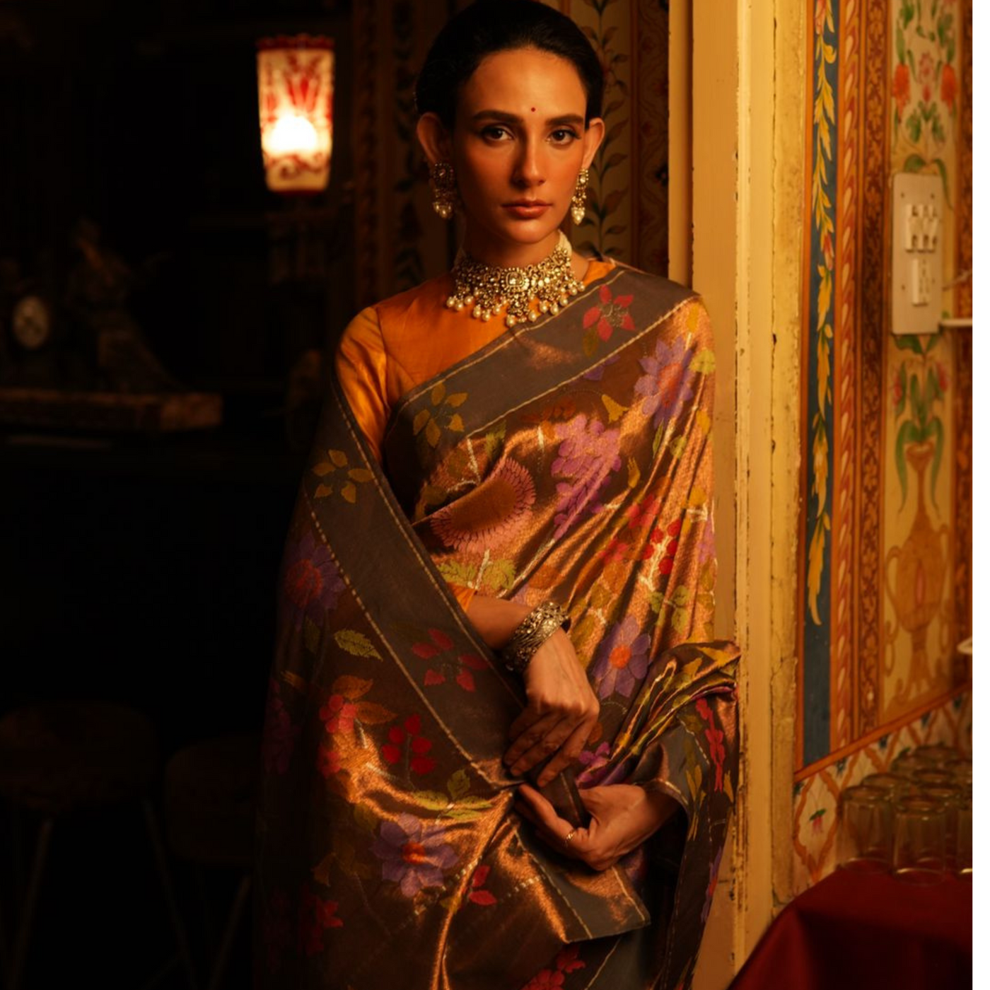 Brown SónChiraiya zari Kota handloom saree