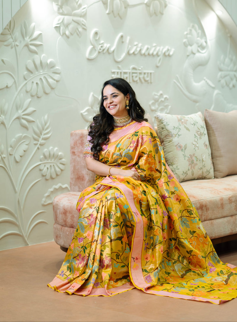 Tuesday Tribute Yellow gold saree